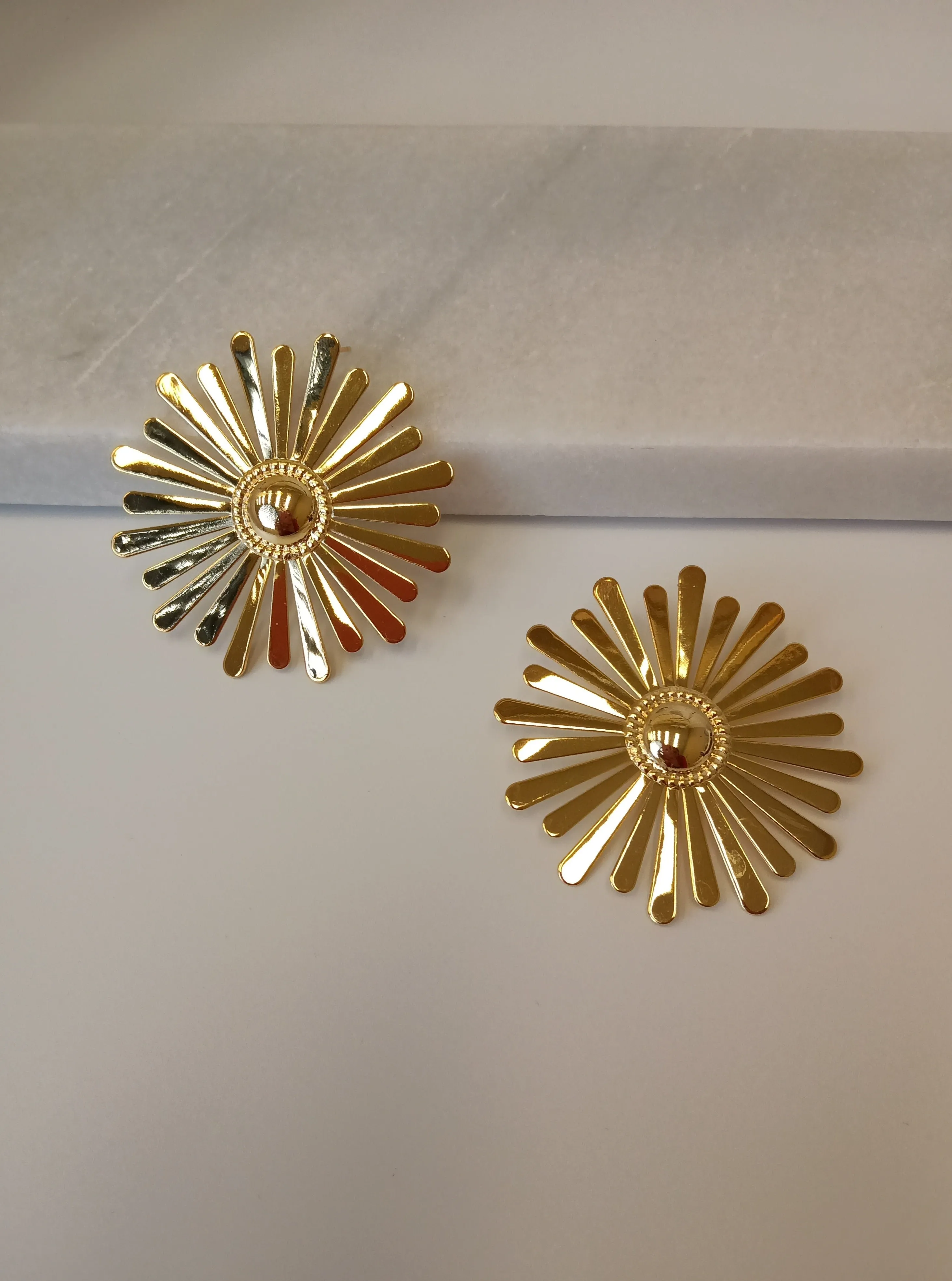 Big Gold Flower Stud Earrings