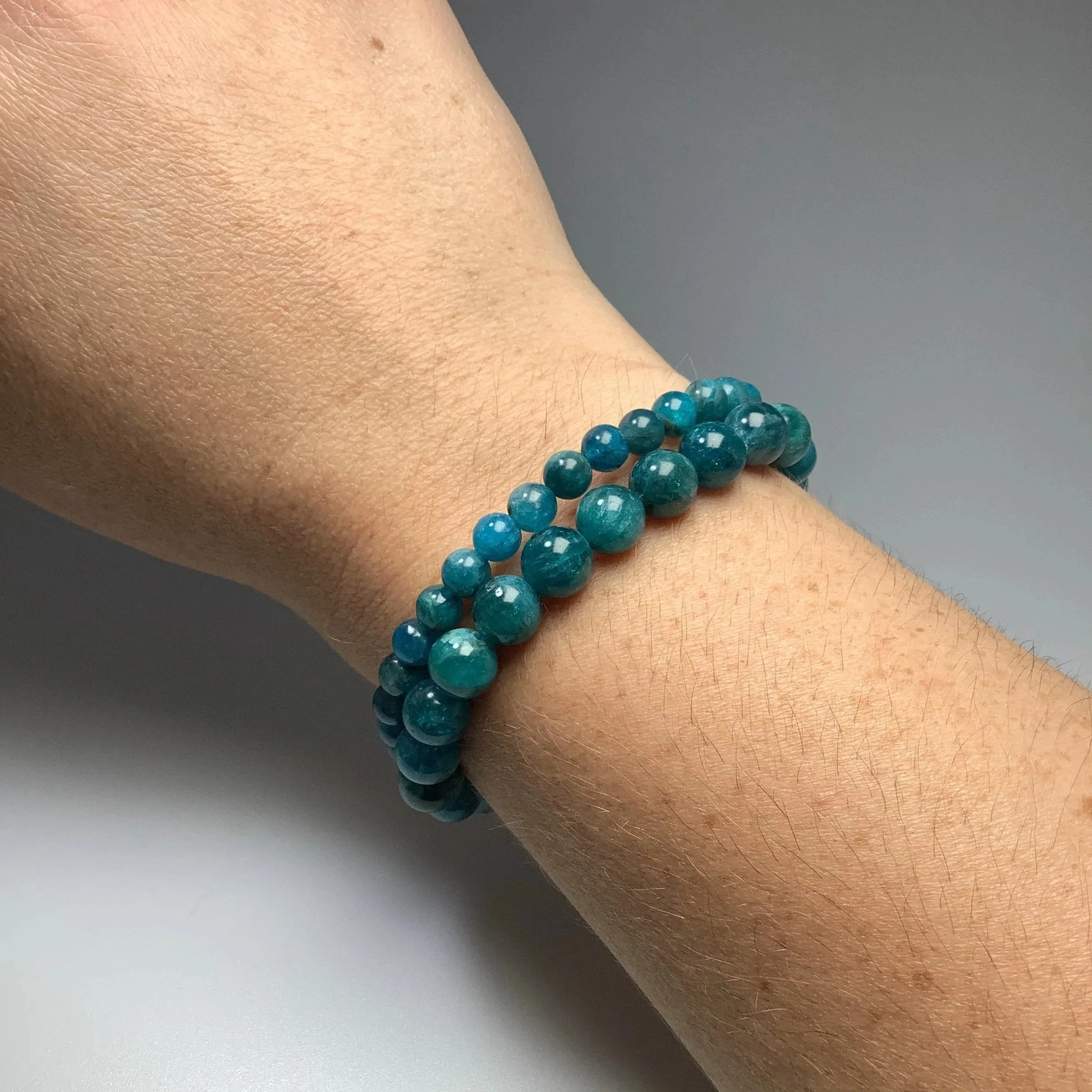 Blue Apatite Beaded Bracelet