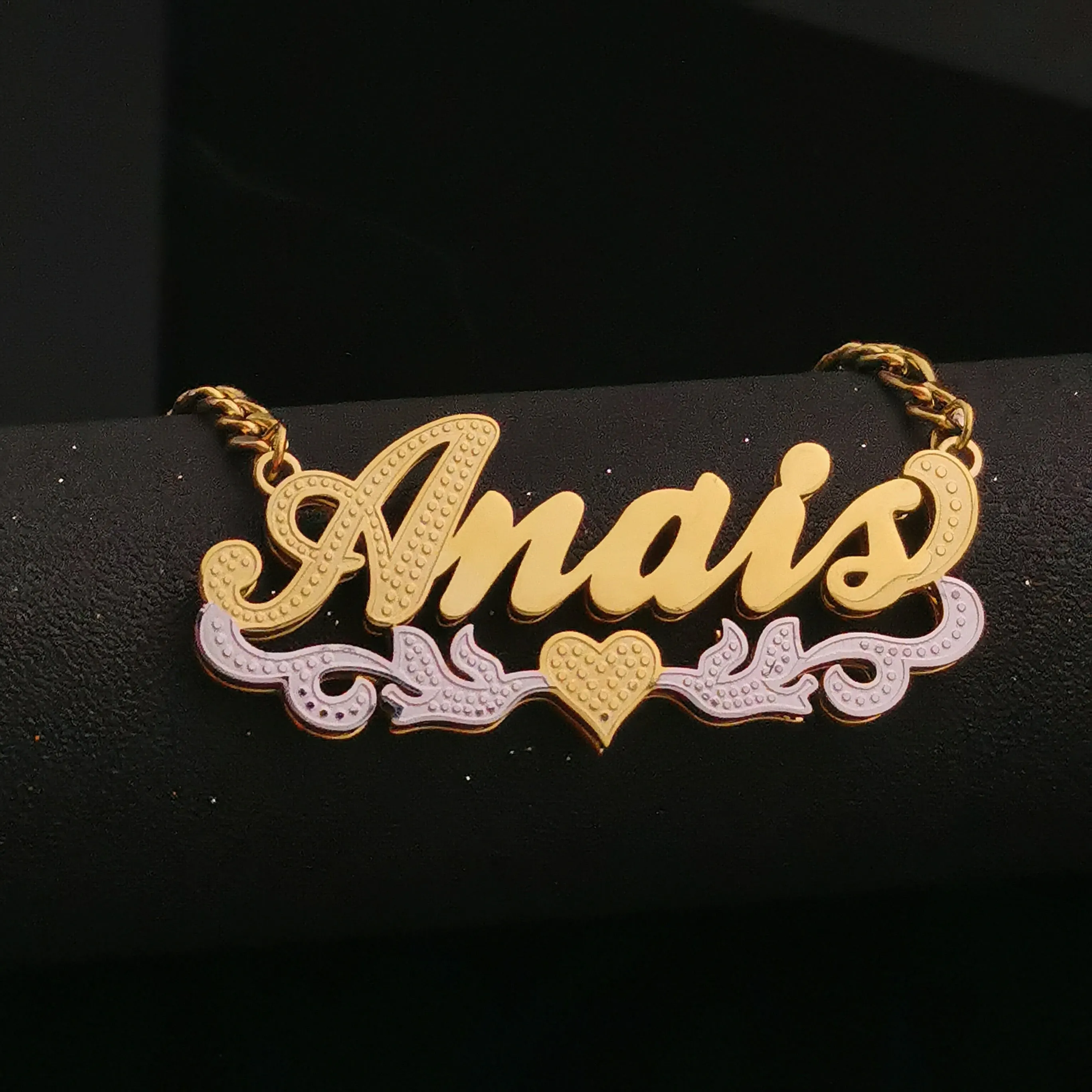 butterfly dove 3D Double Plate Custom Nameplate Necklace Personalized Name Necklace