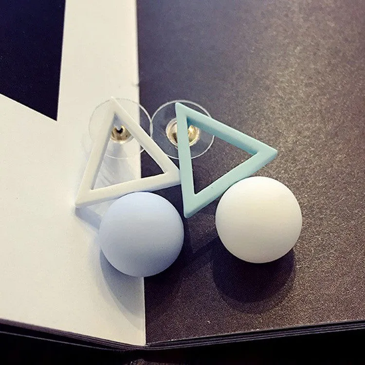 Candy Colors Triangle Ball Drop Earrings For Women Bijoux New Fashion Jewelry Cute Gift