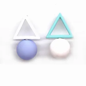 Candy Colors Triangle Ball Drop Earrings For Women Bijoux New Fashion Jewelry Cute Gift