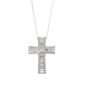 Cathedral Cross with CZ Stones - Sterling Silver