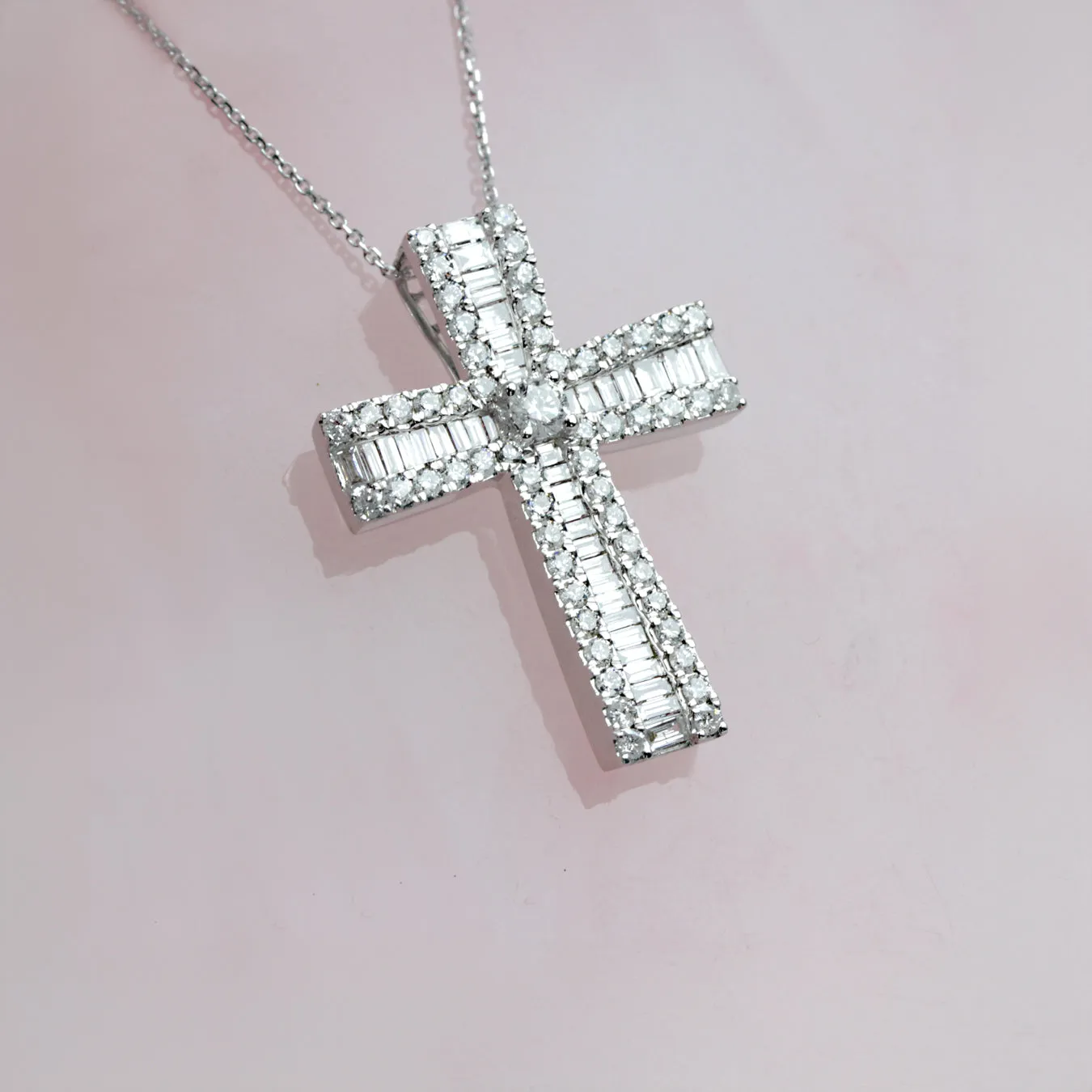 Cathedral Cross with CZ Stones - Sterling Silver