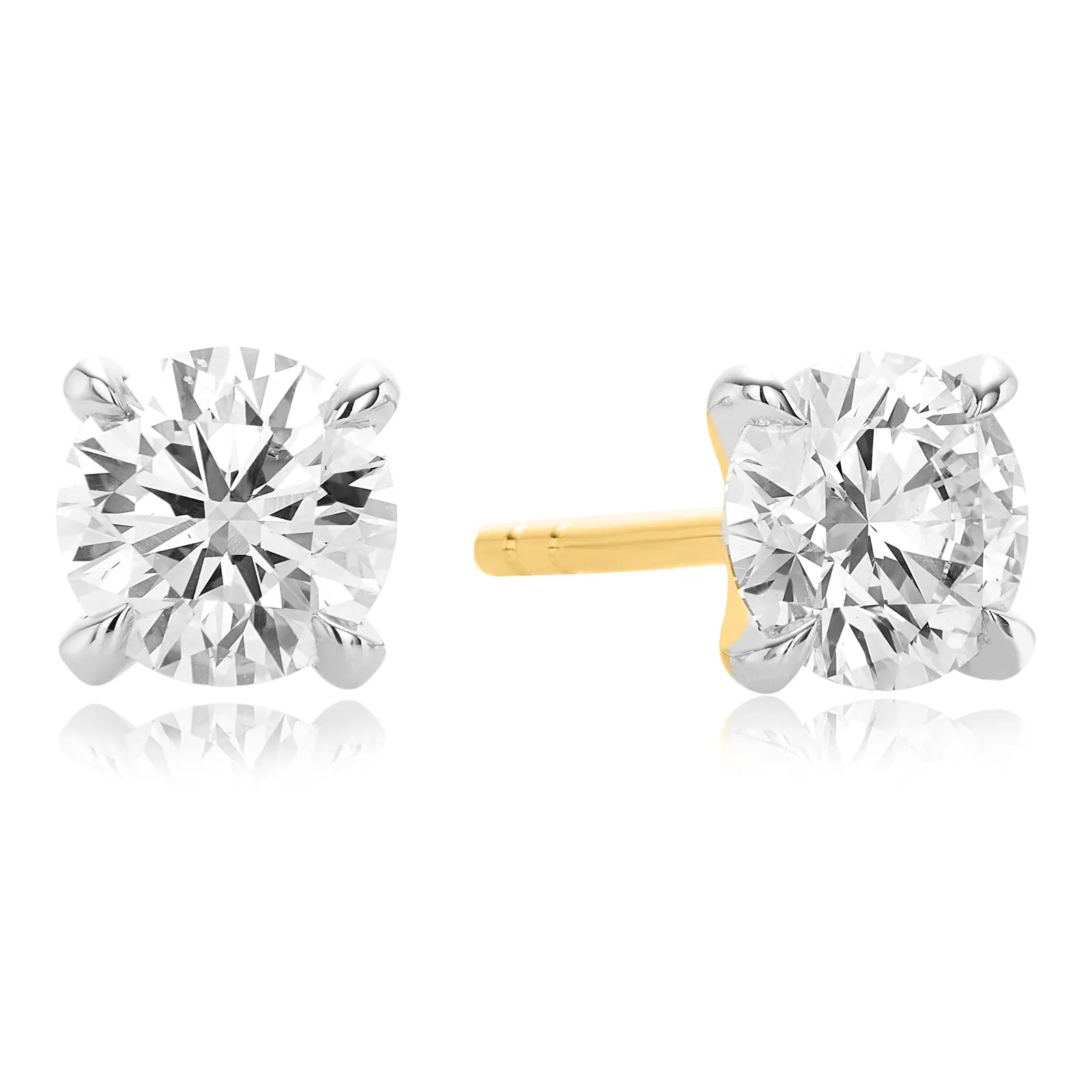 Celebration 9ct Yellow Gold Round Cut 1.00 Carat tw Lab-Grown Diamond Earrings