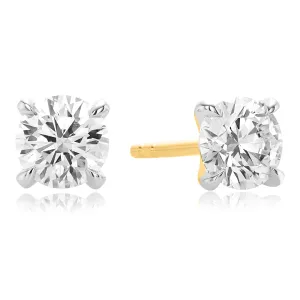 Celebration 9ct Yellow Gold Round Cut 1.00 Carat tw Lab-Grown Diamond Earrings