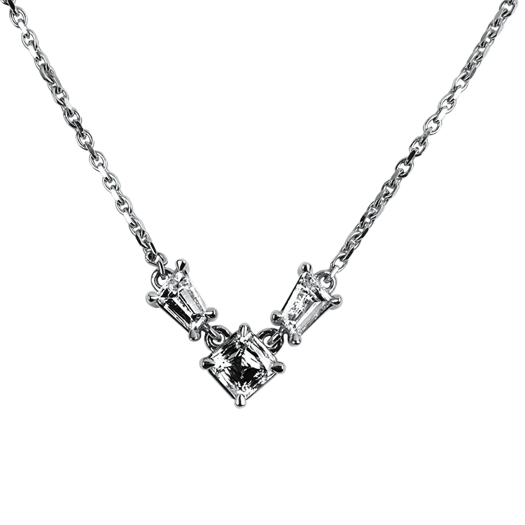 Christopher Designs 14k White Gold Three-Stone Necklace