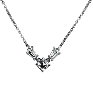 Christopher Designs 14k White Gold Three-Stone Necklace