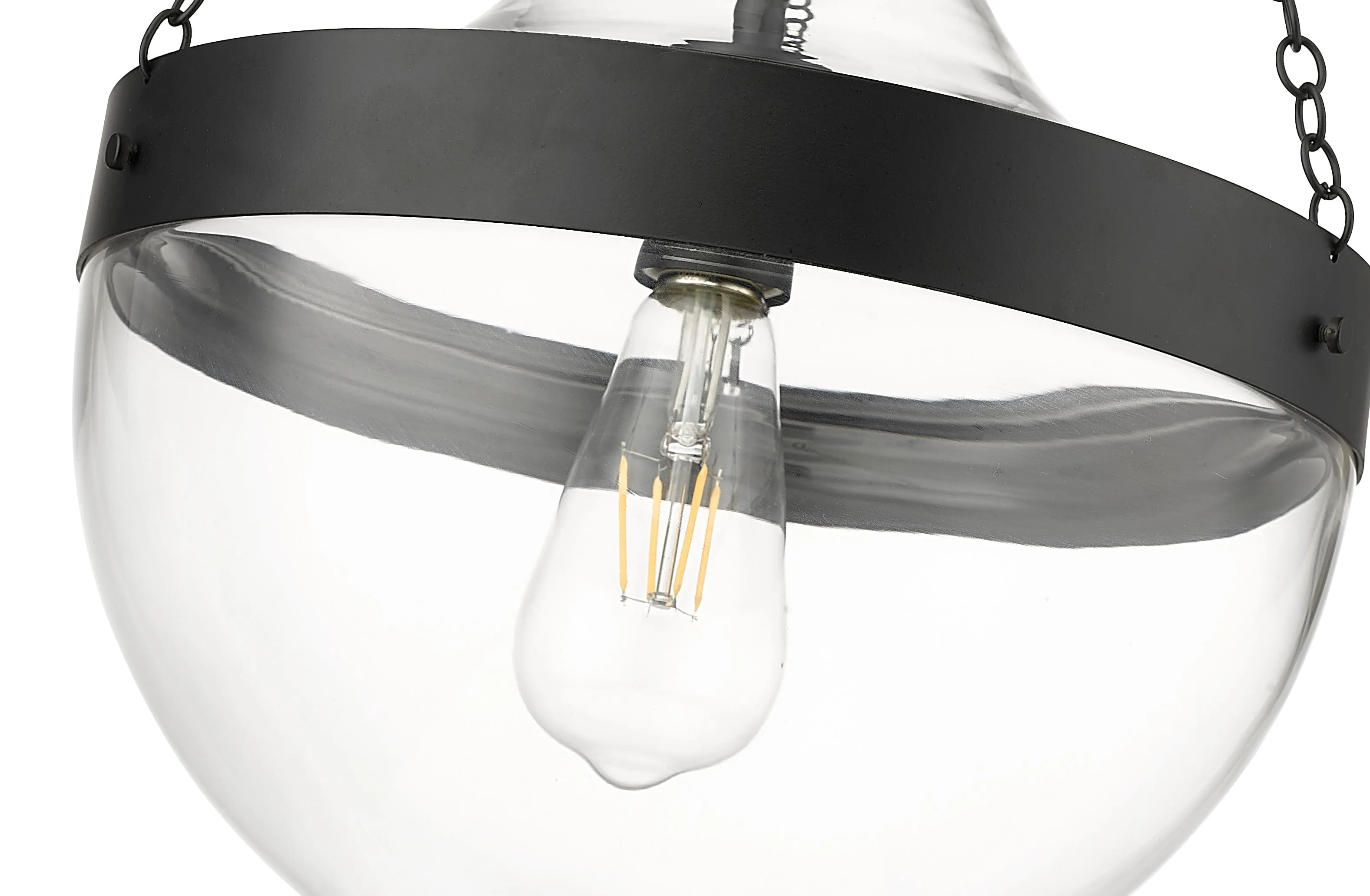 Clarra Pendant - Matte Black - Clear Glass - 12in. Diameter - E26 Medium Base