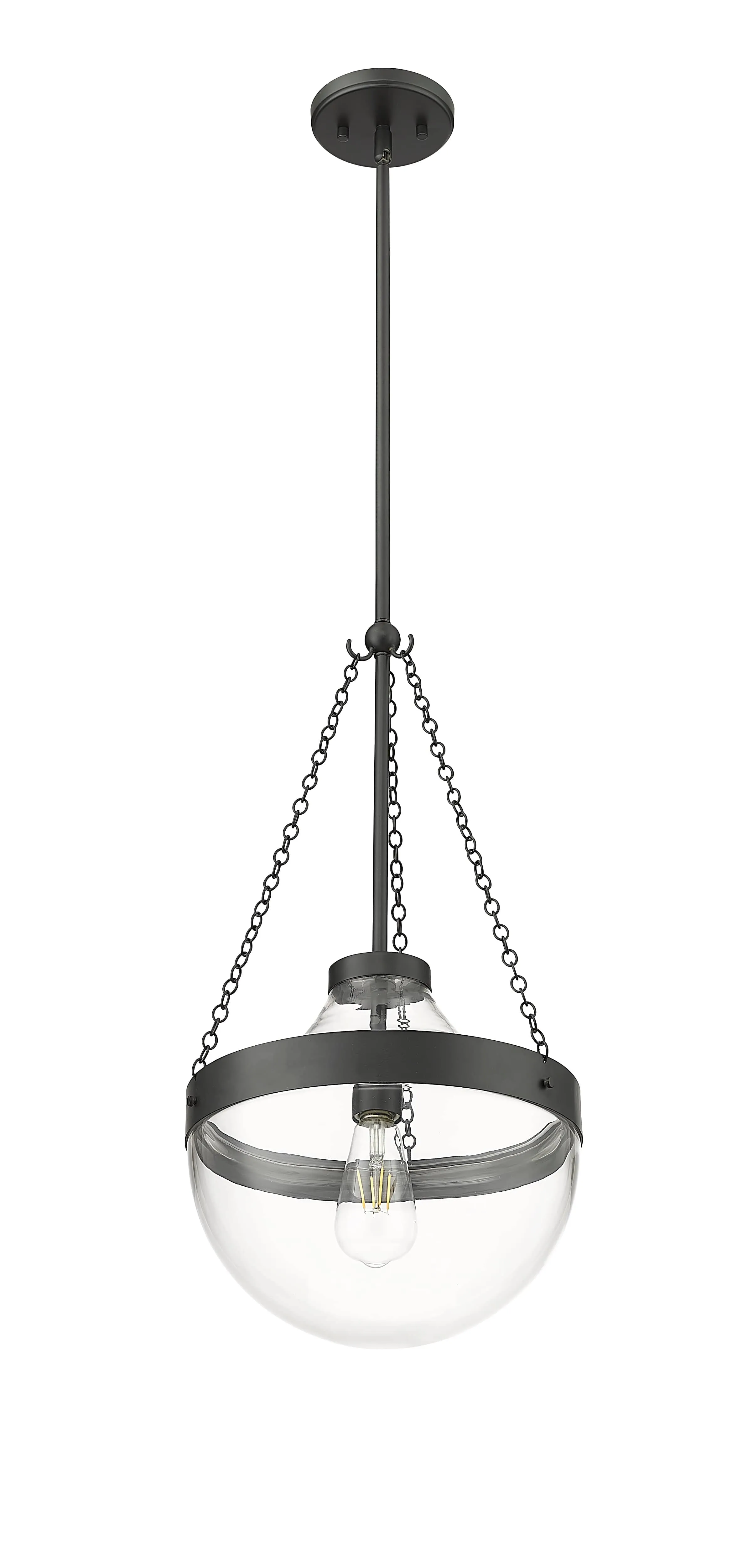 Clarra Pendant - Matte Black - Clear Glass - 12in. Diameter - E26 Medium Base