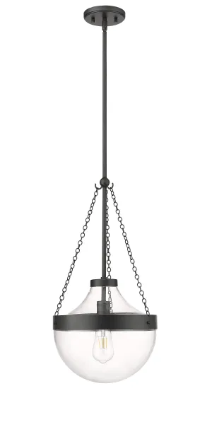 Clarra Pendant - Matte Black - Clear Glass - 12in. Diameter - E26 Medium Base