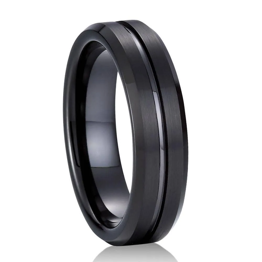 Classic Black Tungsten Carbide Rings for Couple