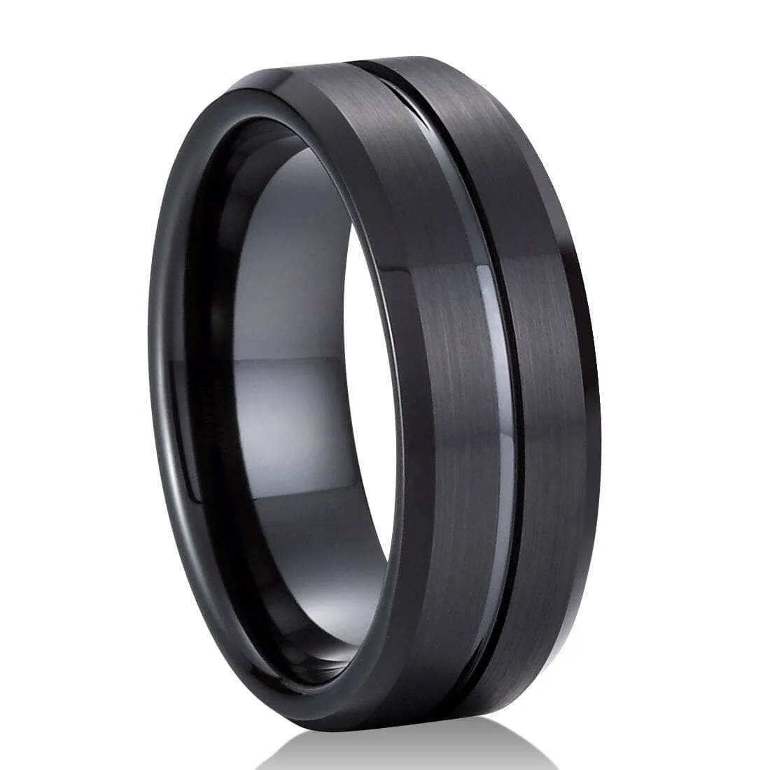 Classic Black Tungsten Carbide Rings for Couple