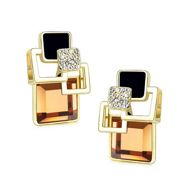 Classic crystal geometric square jewelry set