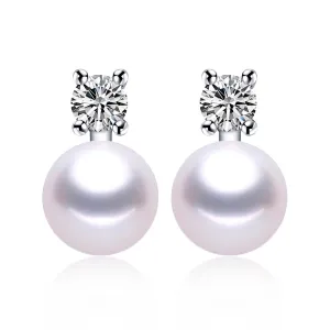 Classic Real freshwater pearl earrings 925 silver jewelry for women white/pink/purple