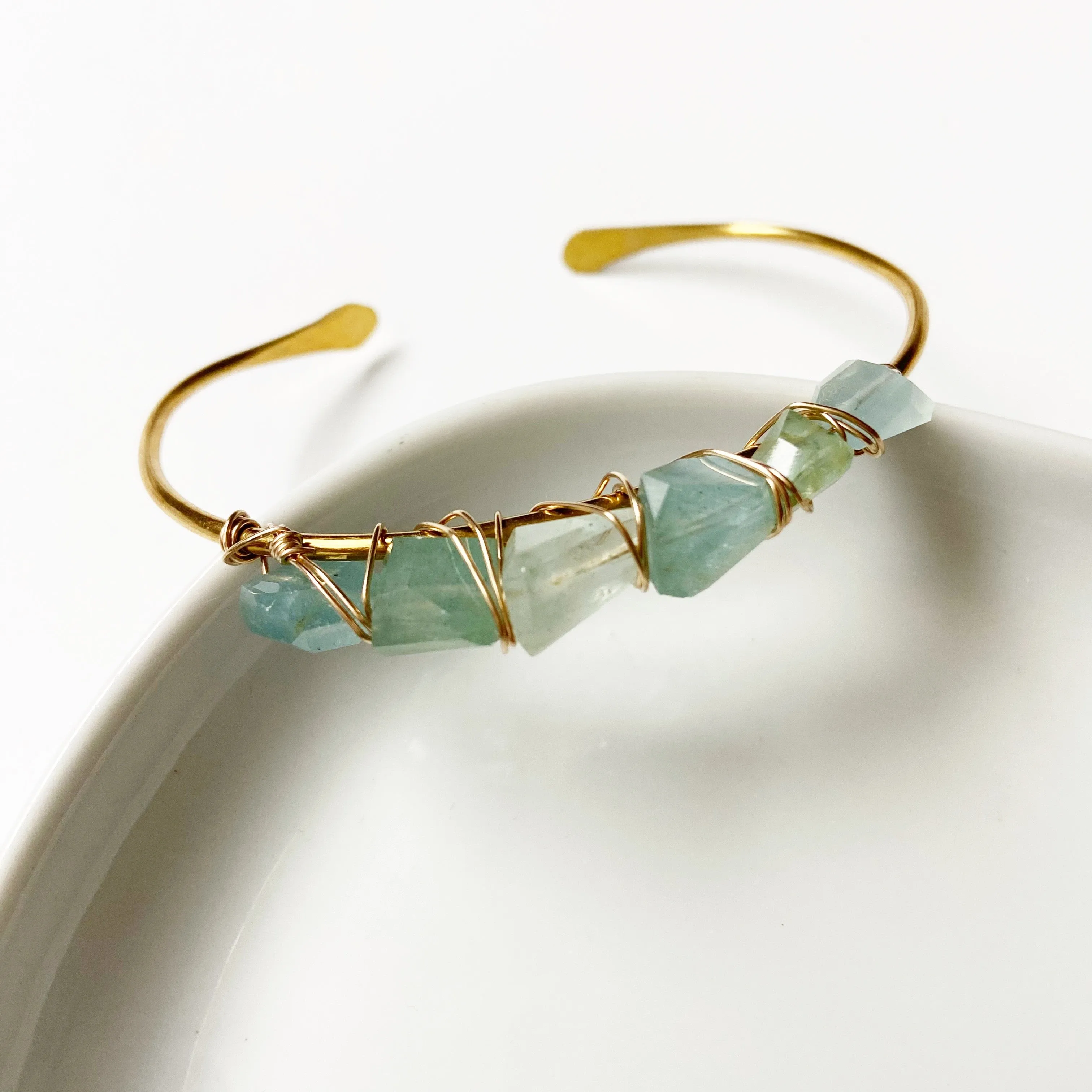 Colorful Aquamarine Gemstone Cuff