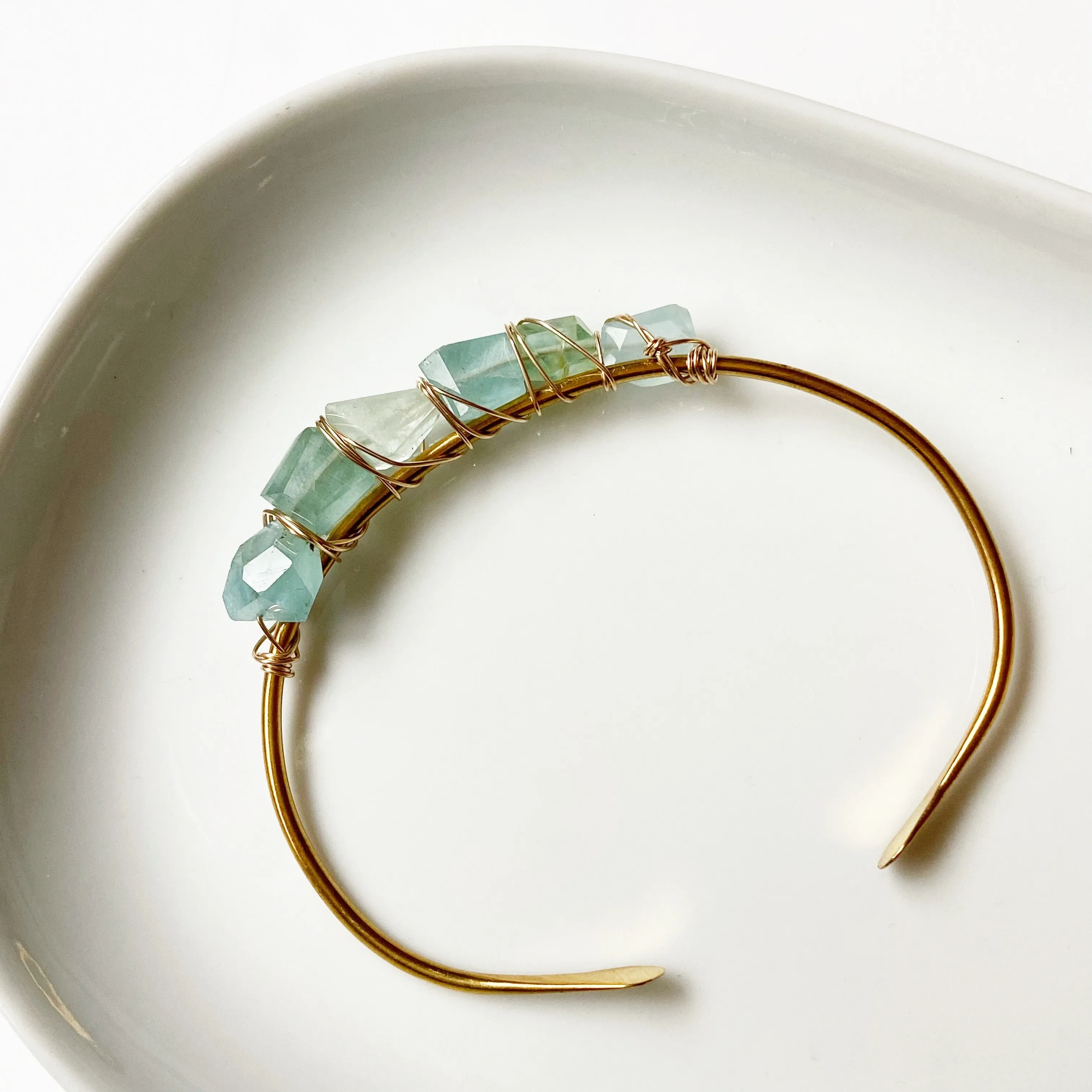 Colorful Aquamarine Gemstone Cuff