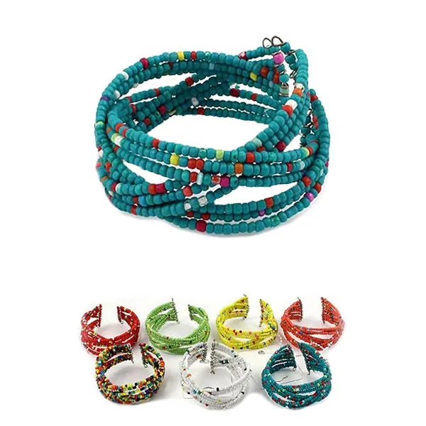 Colorful Beads Cuff Bracelets 1244 (12 units)