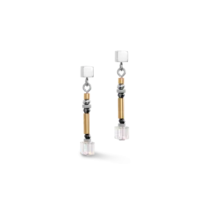 Cube Story Minimalistic Sparkling earrings grey gold