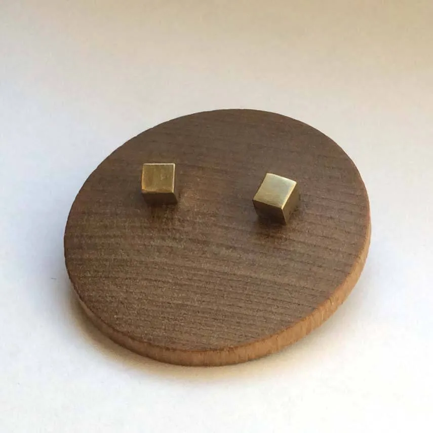 Cube Studs in Brass