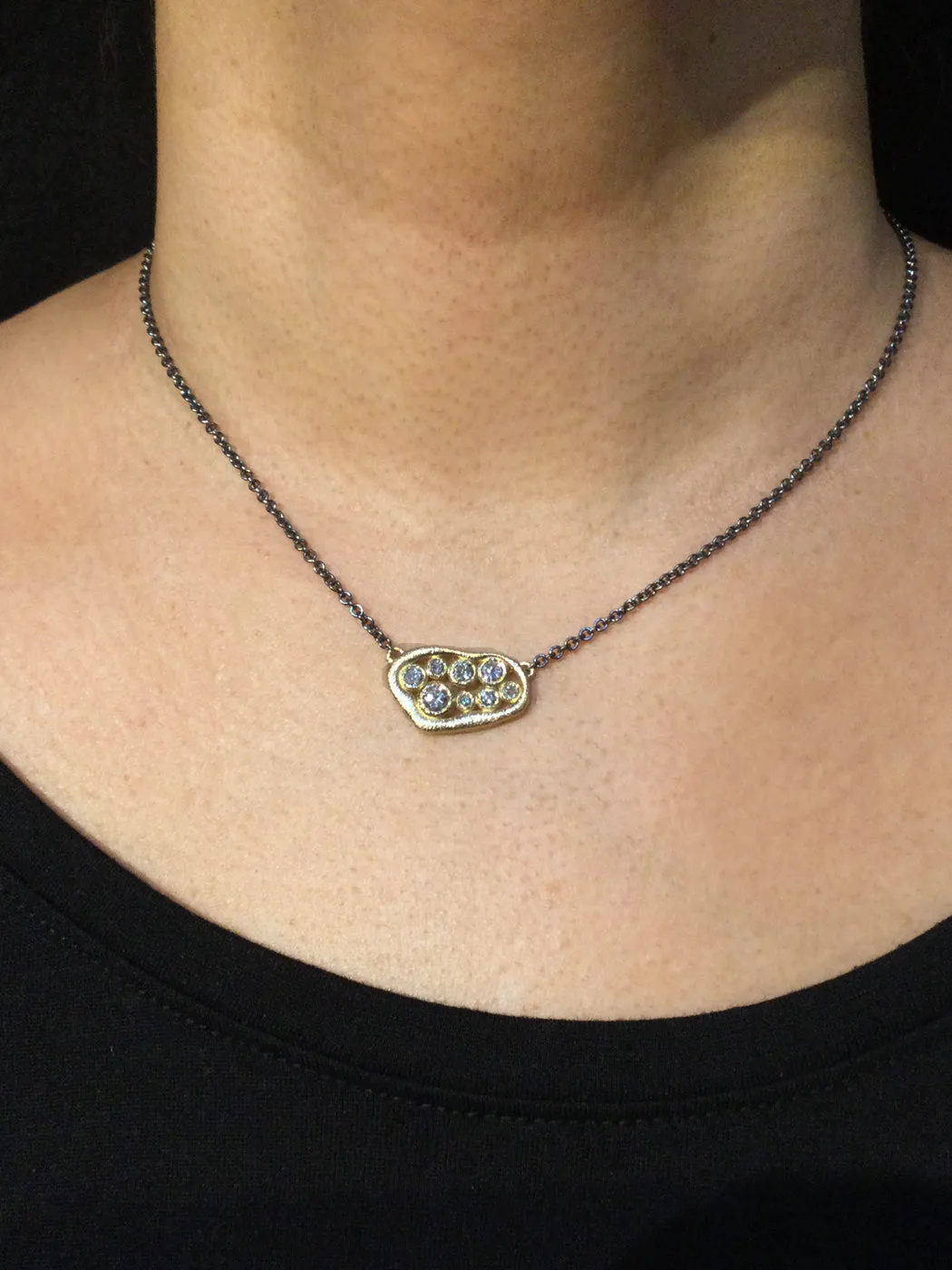 Custom Open Pebble Diamond Necklace