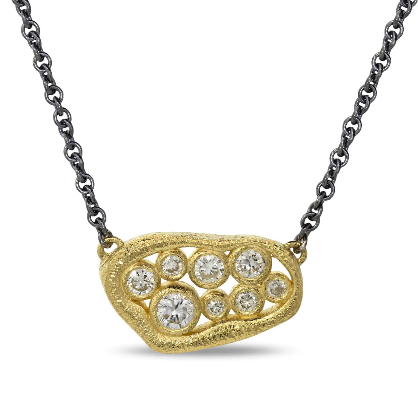 Custom Open Pebble Diamond Necklace