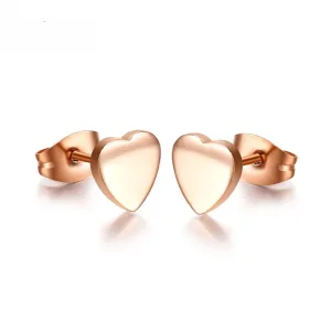 Cute heart stud earrings rose gold plated earrings for women jewelry stainless steel small ear gift