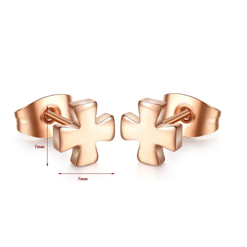 Cute heart stud earrings rose gold plated earrings for women jewelry stainless steel small ear gift