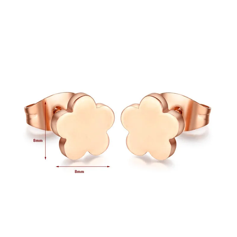 Cute heart stud earrings rose gold plated earrings for women jewelry stainless steel small ear gift