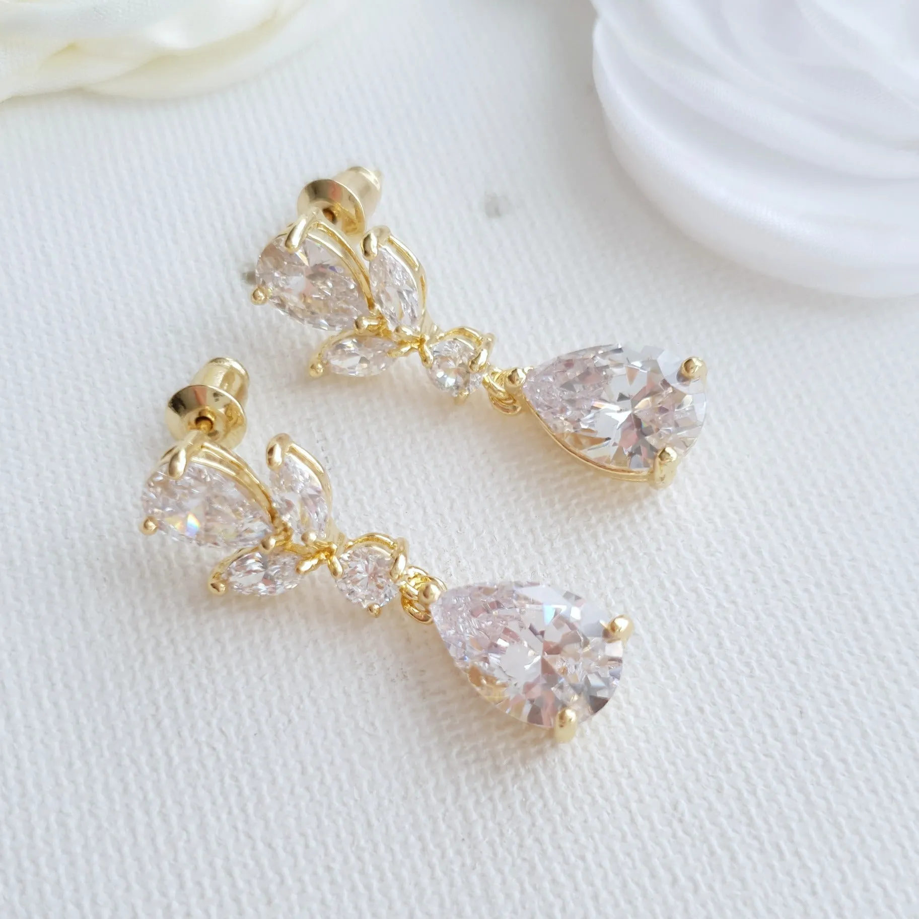 Dainty Rose Gold Earrings-Nicole