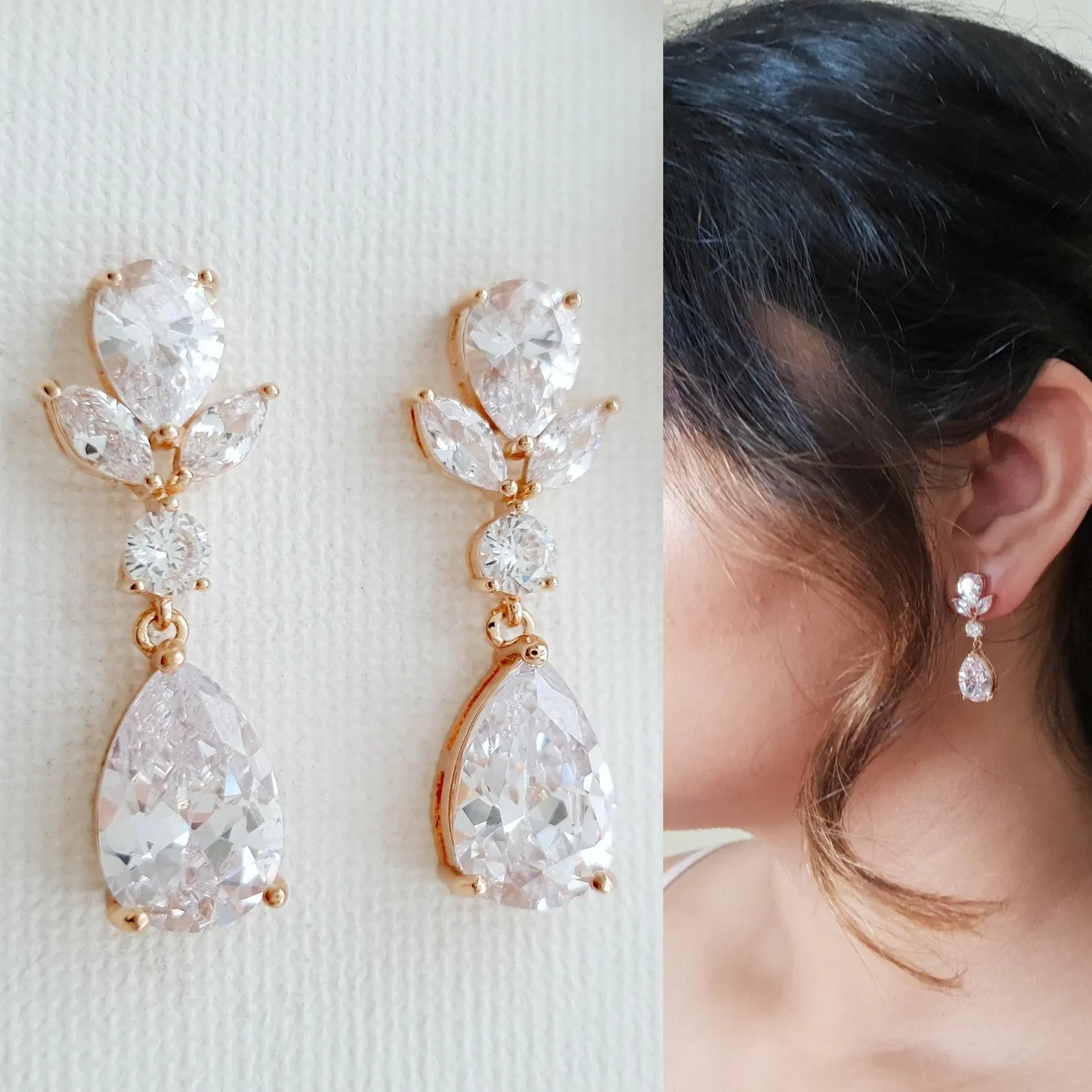 Dainty Rose Gold Earrings-Nicole