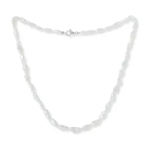 Decus fine white keishi pearl necklace with silver clasp