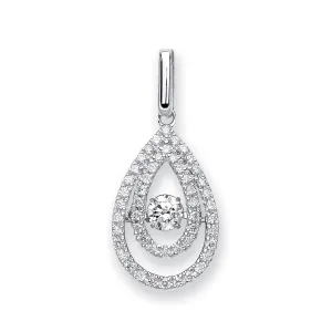 Diamond Halo Tear Drop Pendant Necklace 0.38ct H-SI in 9K White Gold