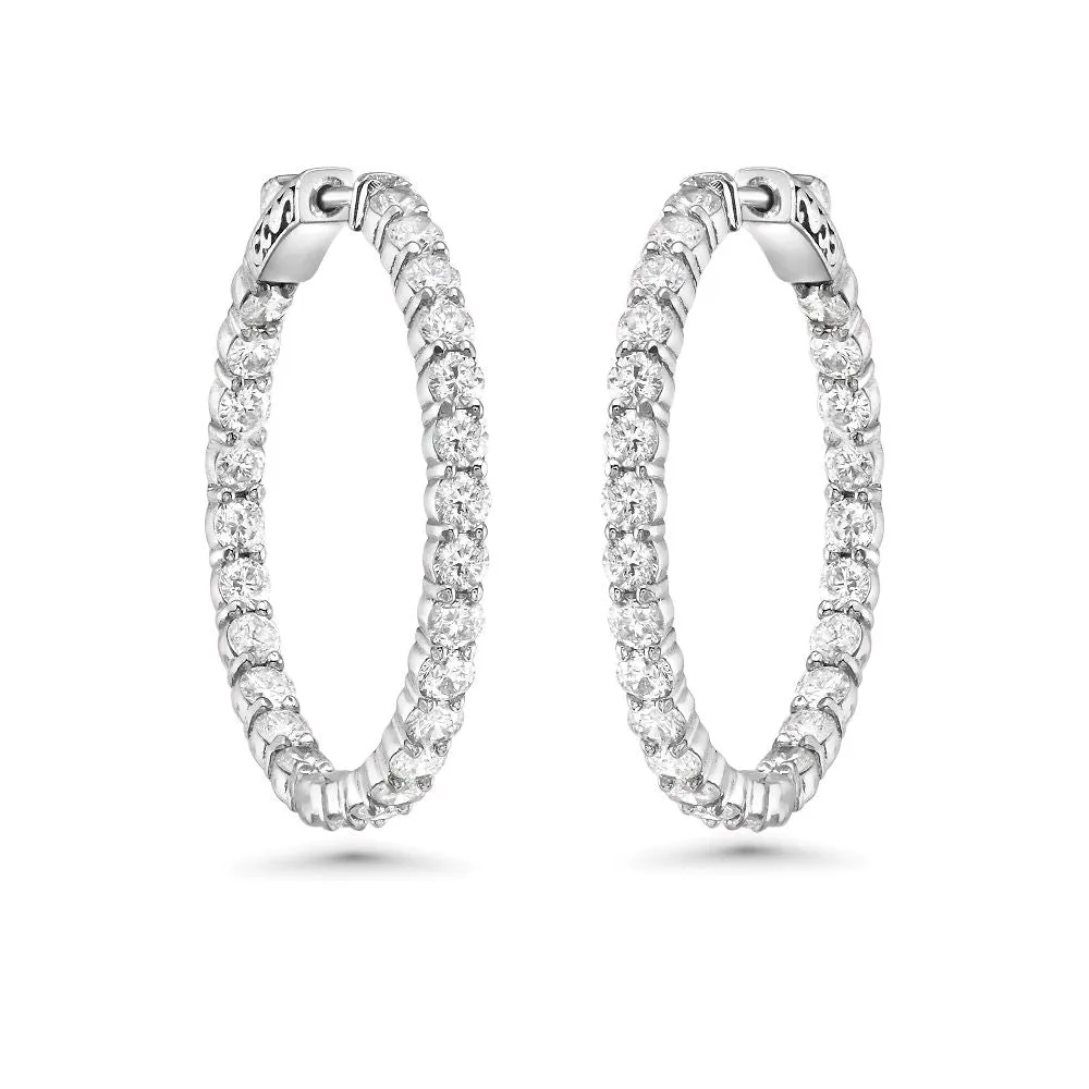 Diamond Inside-Out 1.00'' Hoop Earrings (4.00 ct.) 2.8 mm in 14K Gold