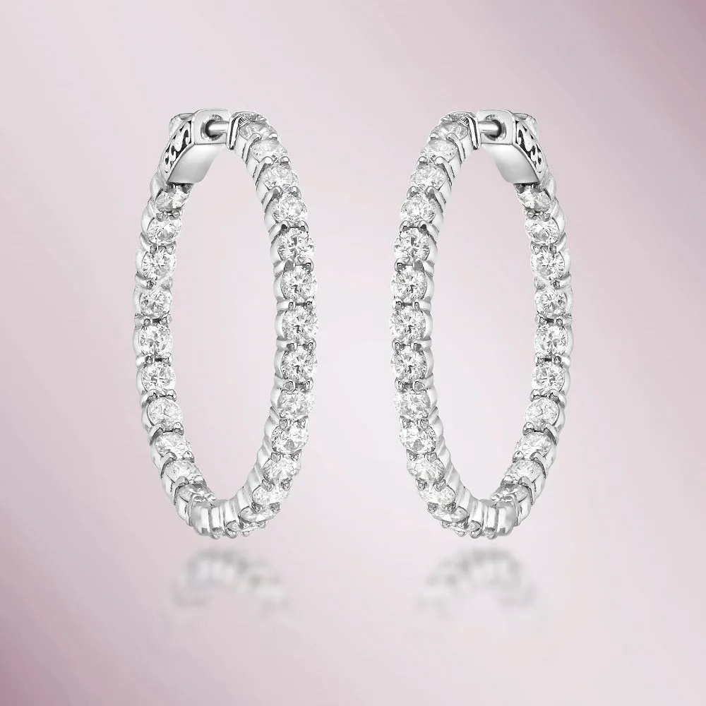 Diamond Inside-Out 1.00'' Hoop Earrings (4.00 ct.) 2.8 mm in 14K Gold