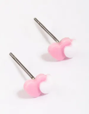 Double Heart Stud Earrings