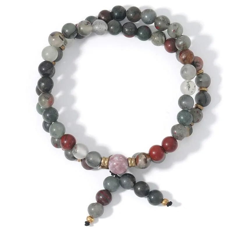 Double Layer Natural Bloodstone Beads Bracelet