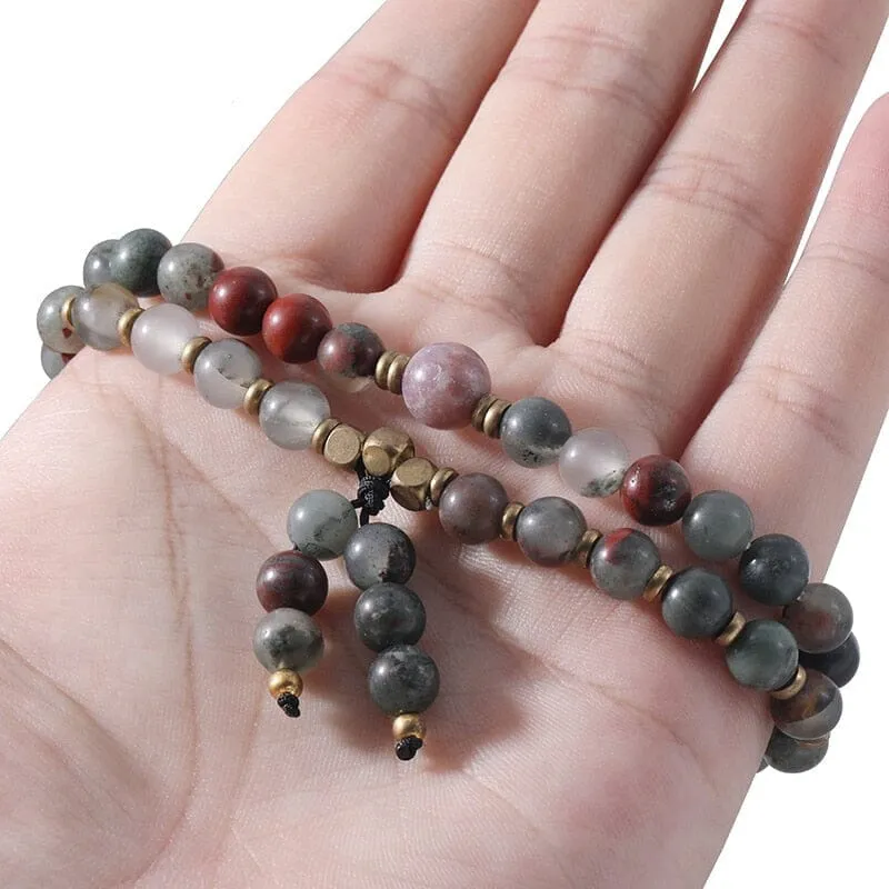 Double Layer Natural Bloodstone Beads Bracelet