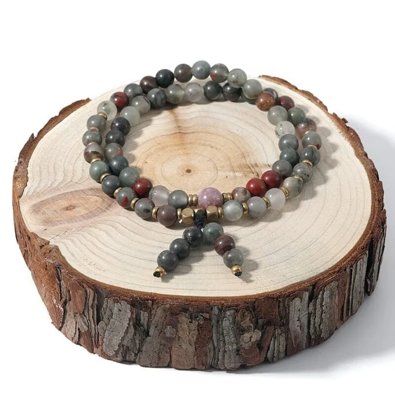 Double Layer Natural Bloodstone Beads Bracelet