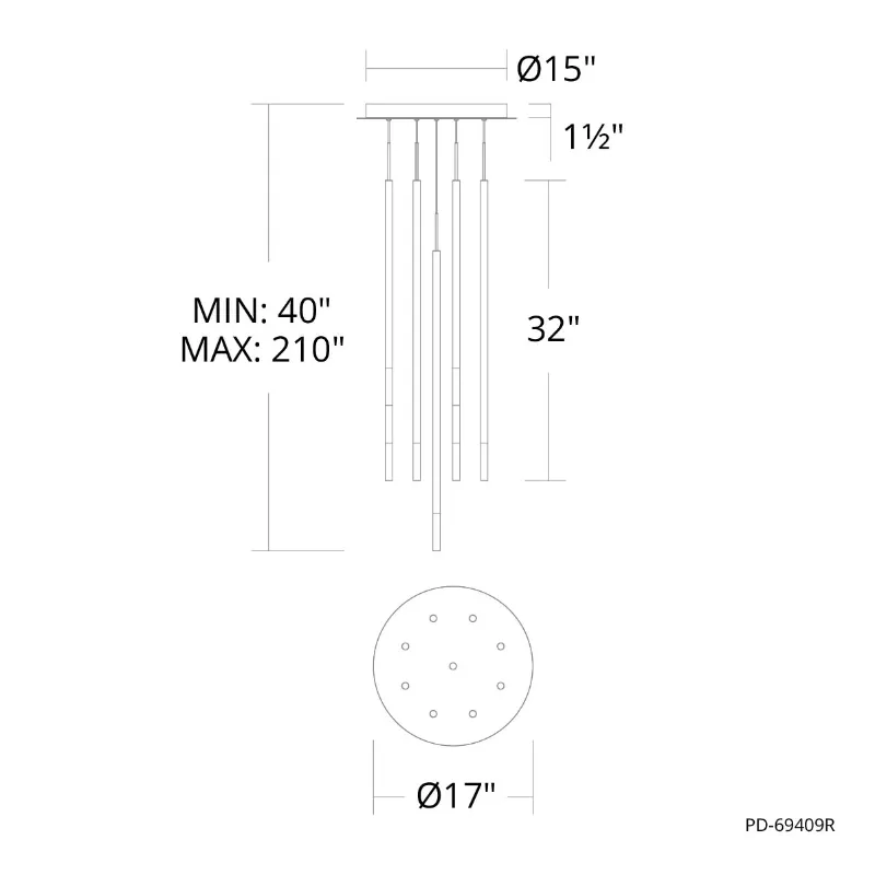 dweLED PD-69409R Viggo Round 9-lt 17" LED Pendant