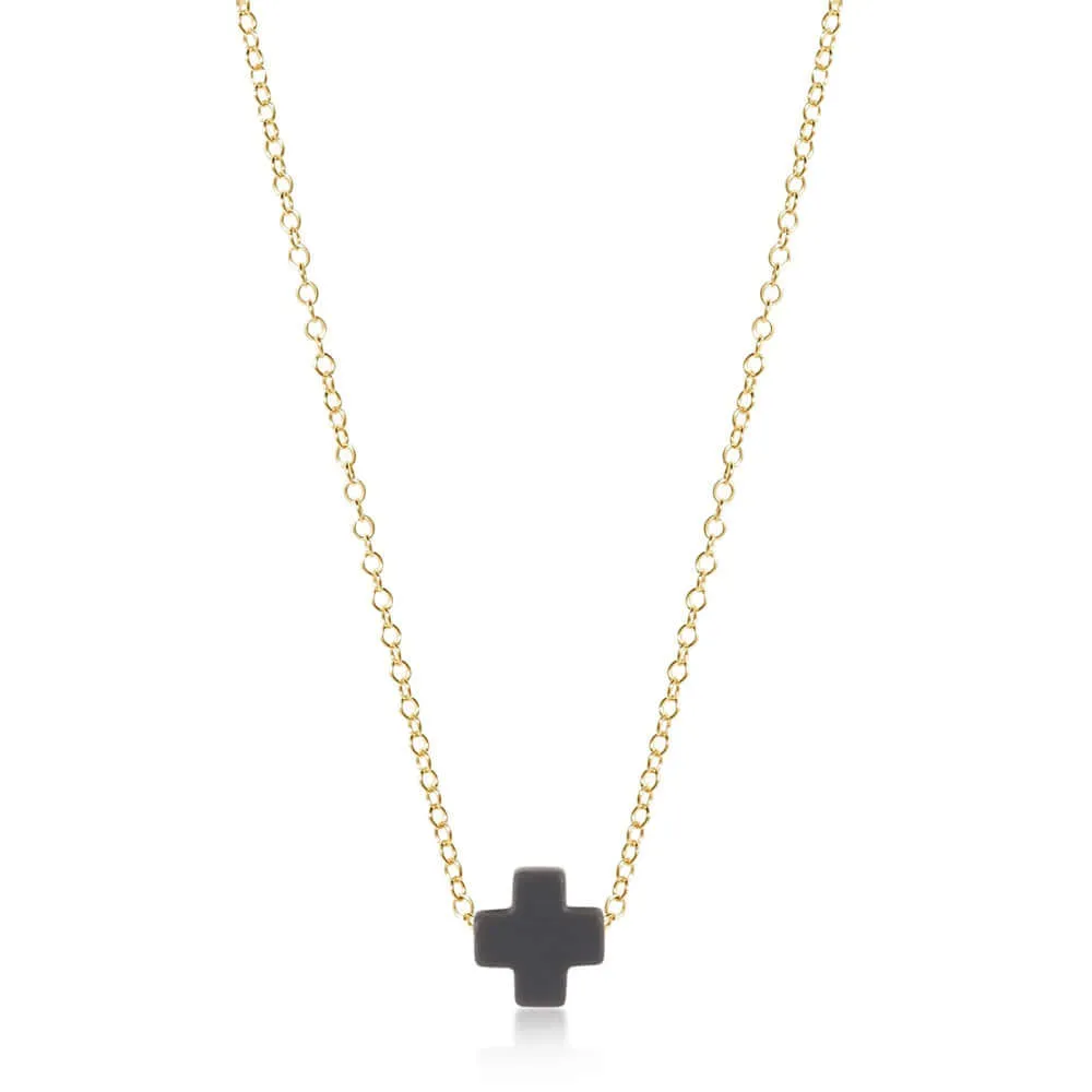 E Newton 16" Charcoal Signature Cross Necklace