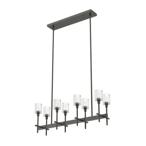 Eight Light Island Pendant from the Salita Collection in Ribbed Crystal/Urban Bronze Finish by Alora