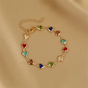 Elegant Colorful Love Heart Link Chain Bracelets For Women Girls New Fashion Butterfly Star Beaded Pendant Bracelet Wristbands