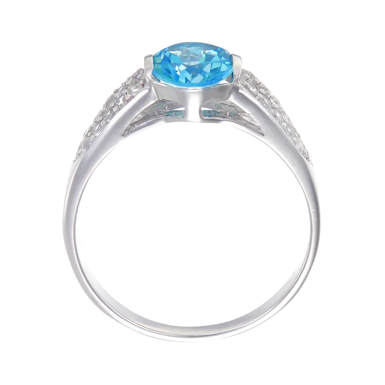 Elegant Pave Accented Ring with Passion Topaz and Natural White Topaz