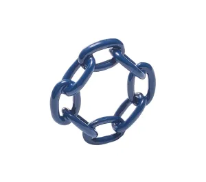 Enamel Chain Link Napkin Ring in Navy Set of 4 by Kim Seybert