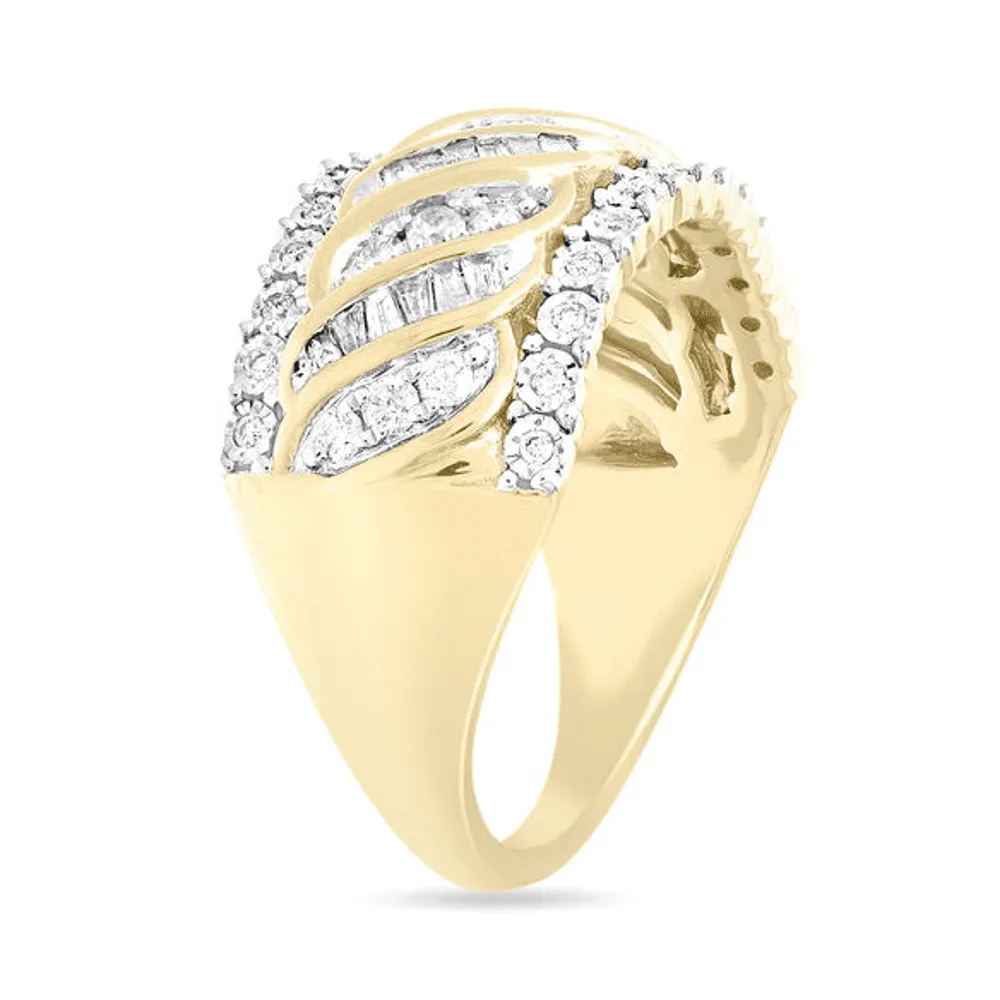 Fancy Dress Ring with 1/2ct of Diamonds in 9ct Yellow Gold