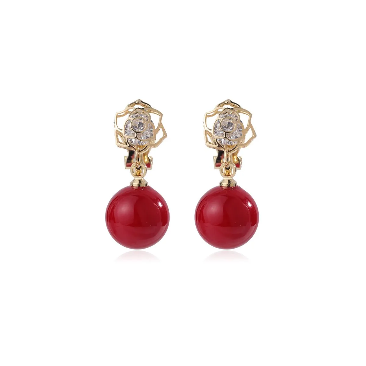 Fire Ball Gold Earrings