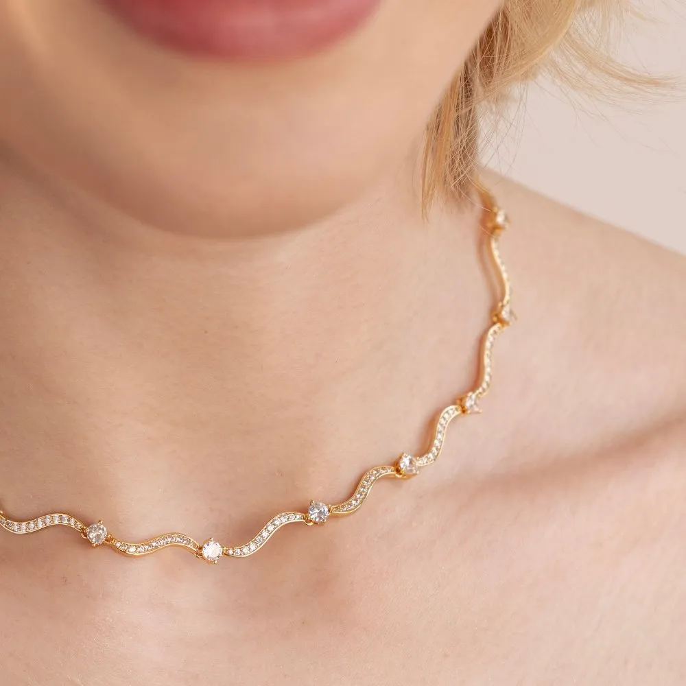 Freya Crystal Wave Necklace