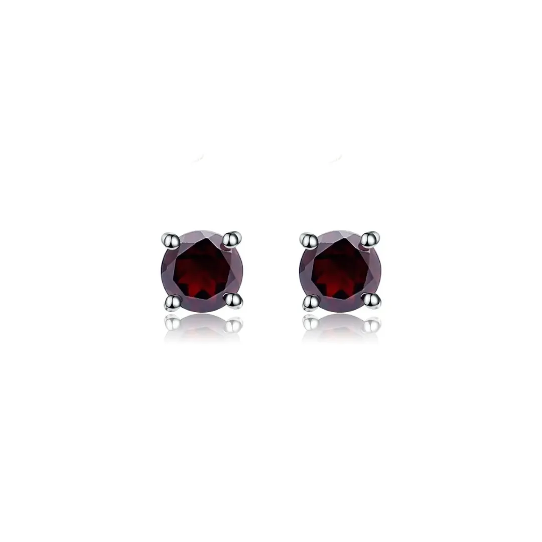 GARNET ROUND CUT STUDS