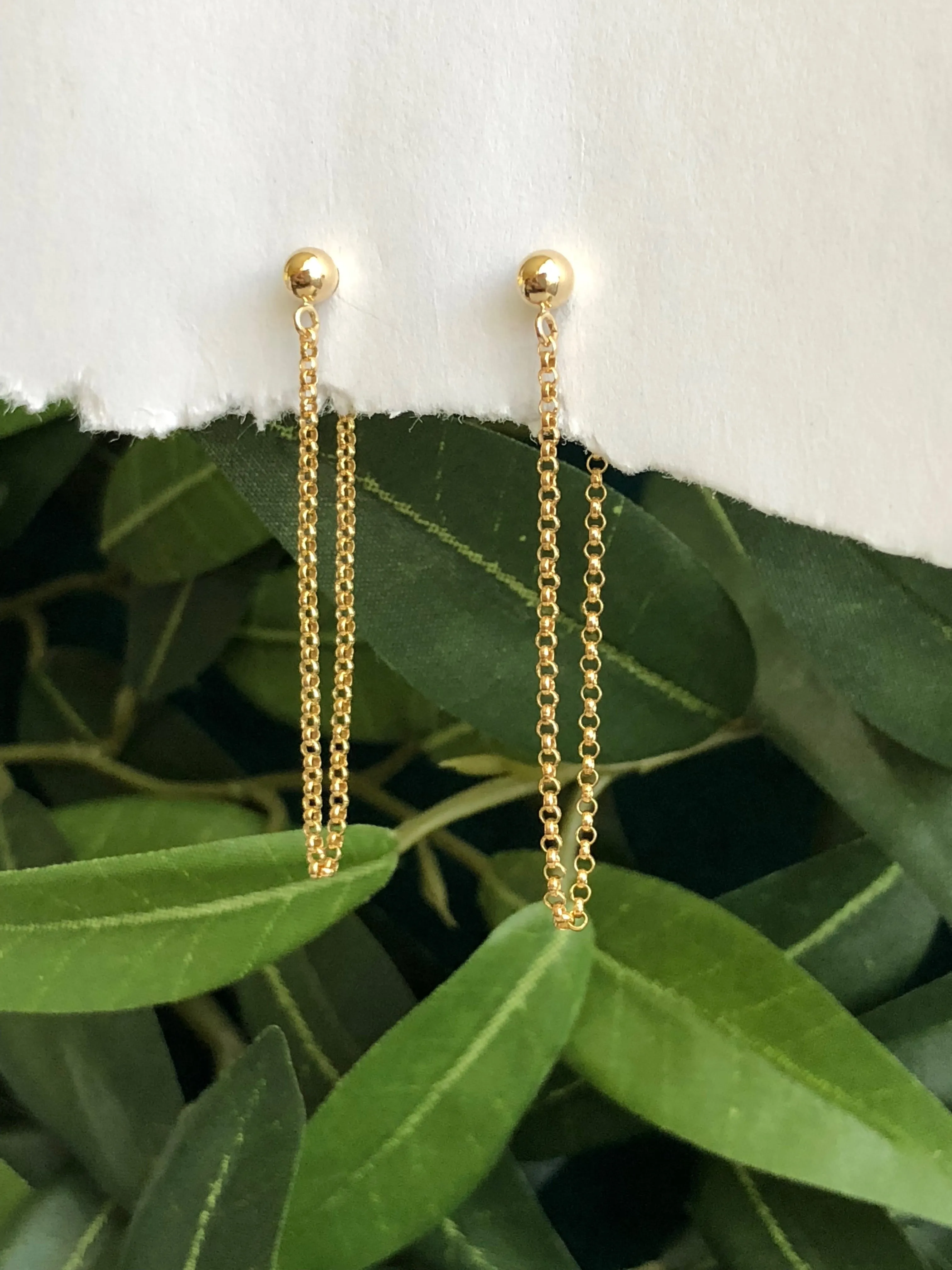 Gold chain stud earrings