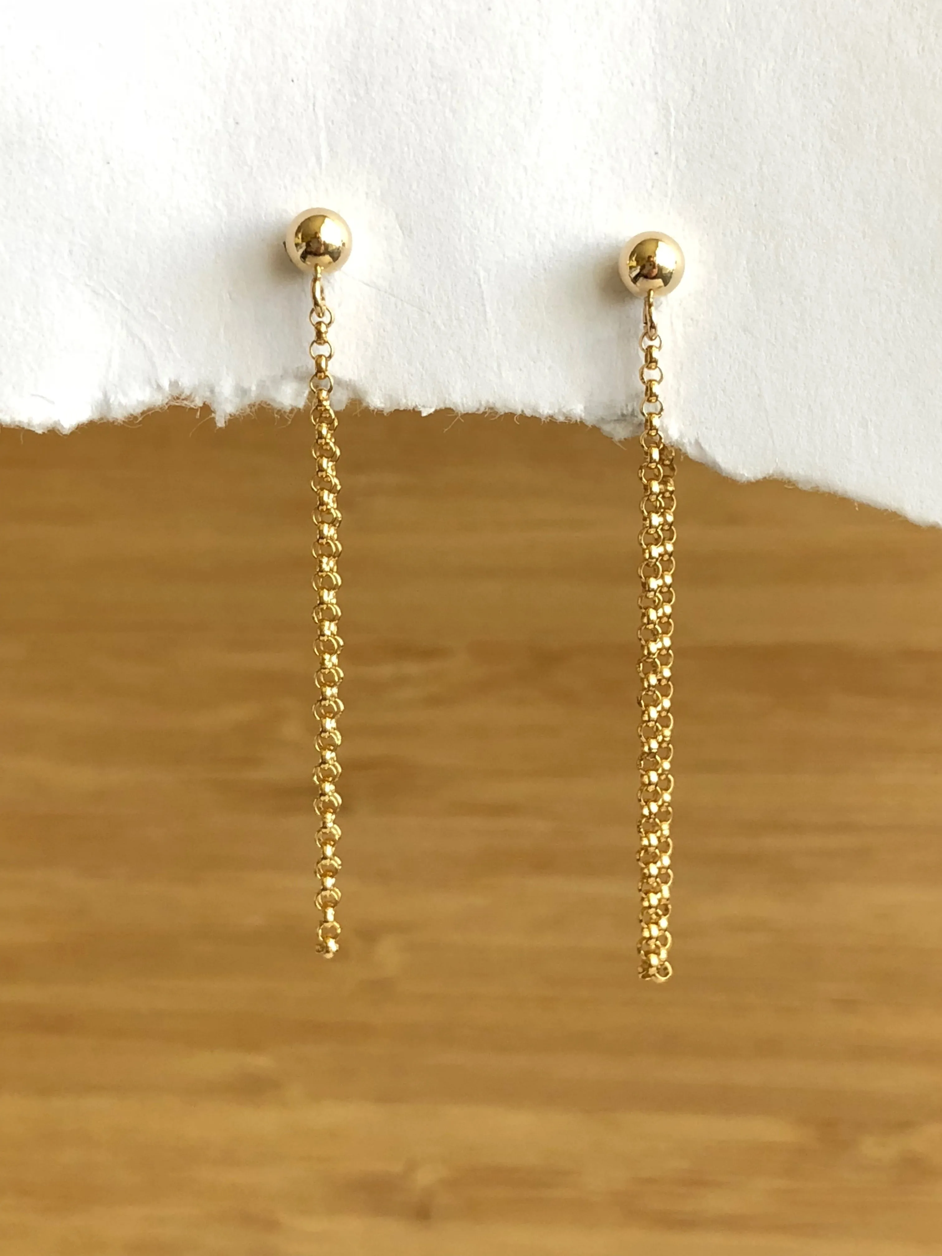 Gold chain stud earrings